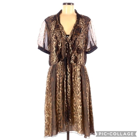 Authentic Jason Wu Leopard Chiffon Boho Midi Dress - Picture 1 of 3